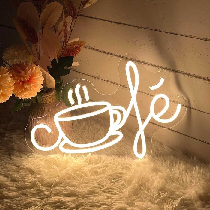 Letreiro Luminoso Néon LED em Acrílico Logo Chávena de " Café "