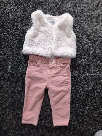Стильний набір для дівчинки ,джинсики ZARA 80 см і мєхова безрукавка