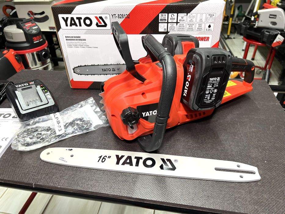 Пила цепная аккумуляторная YATO YT-828132 Комплект (АКБ 2 x 4Ач + ЗУ)
