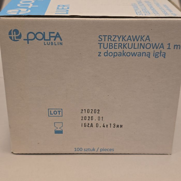 Strzykawka tuberkulinowa insulinowa 1 ml z igła 100 sztuk
N