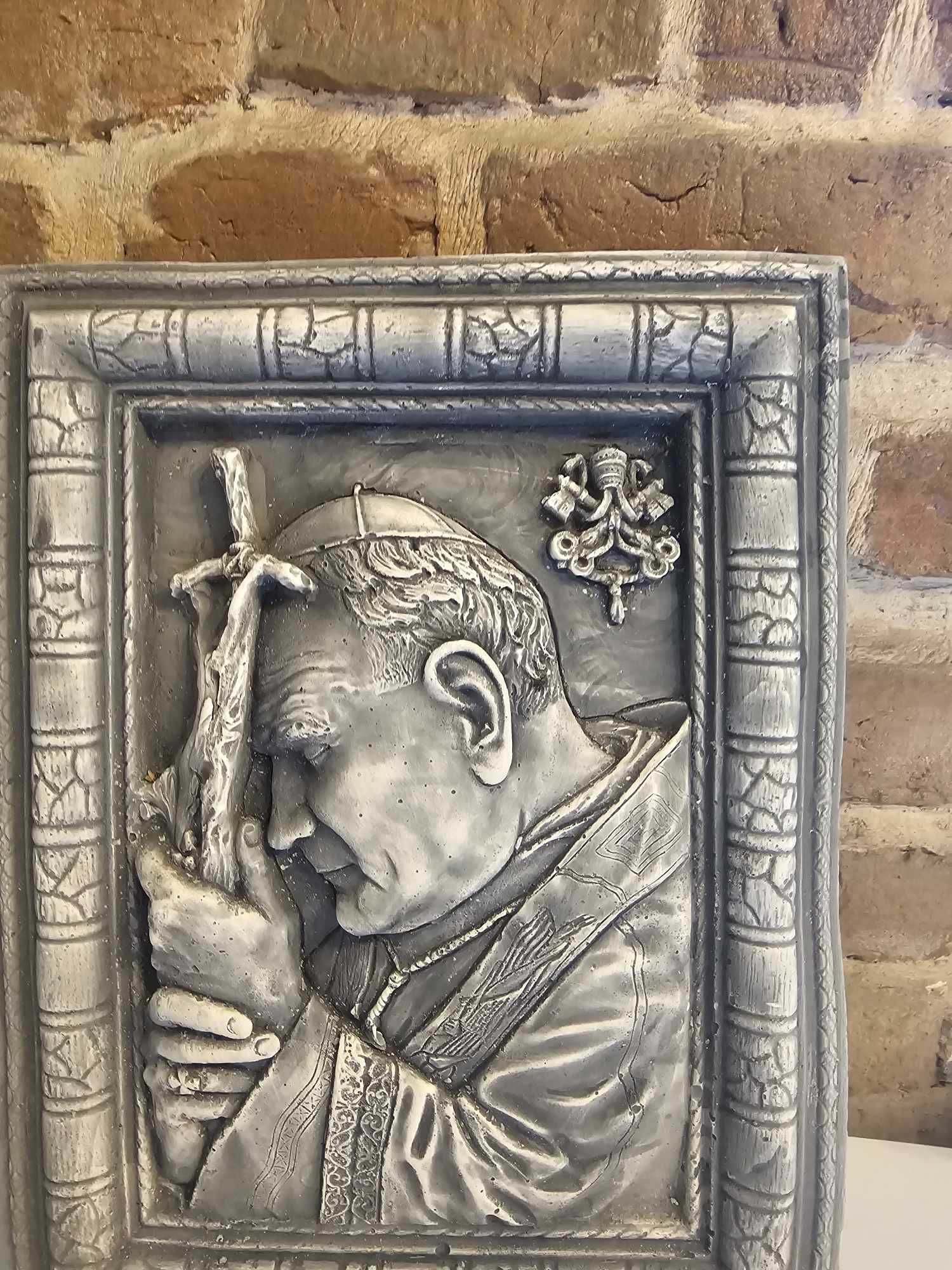 Płaskorzeźba Święty Jan Paweł II 32x42 dekor gips DEKORACJA rzeżba