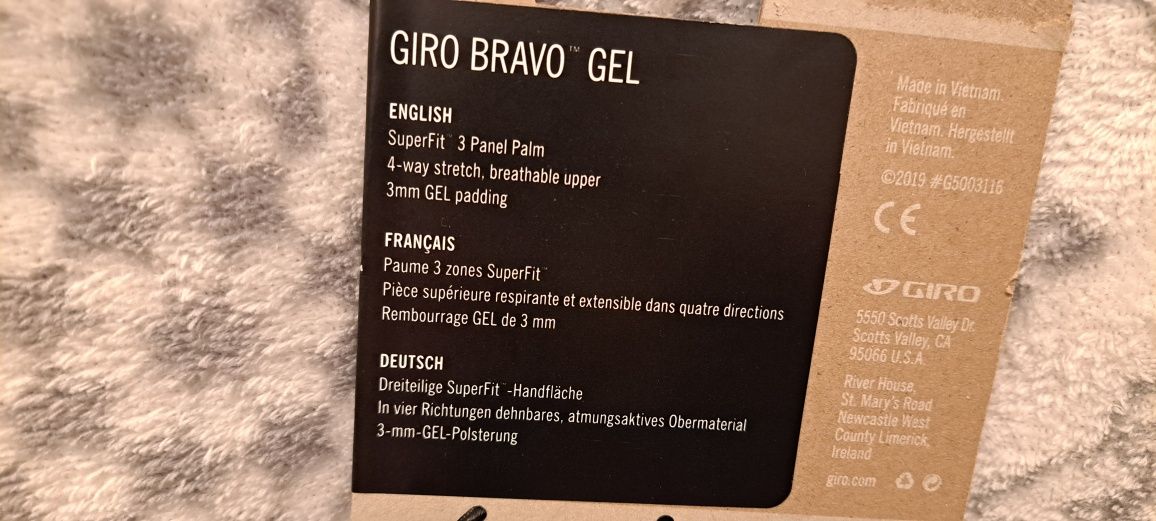 Nowe Rękawiczki Giro Bravo Gel w kolorze czarnym rozmiarze L
