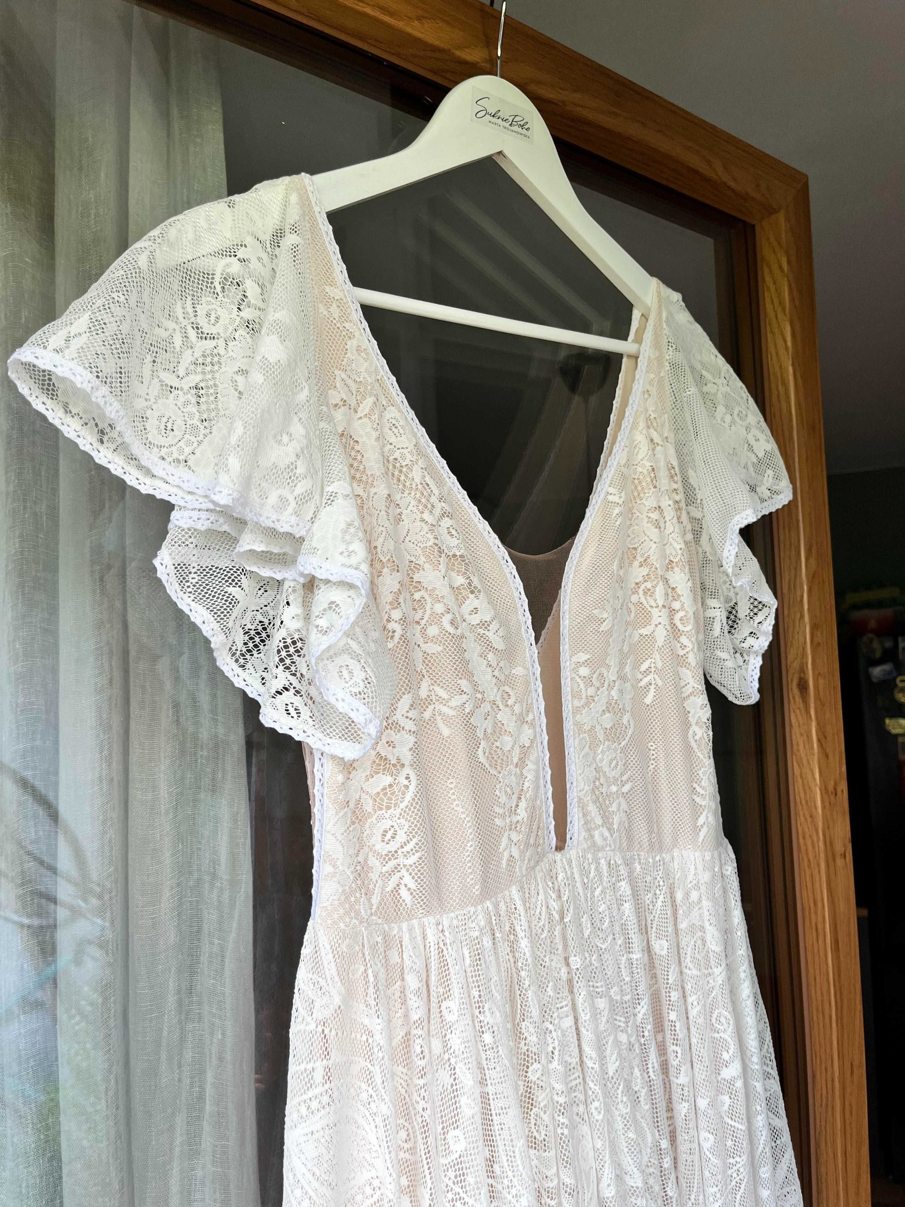 Suknia ślubna boho, rustykalna, Marta Trojanowska