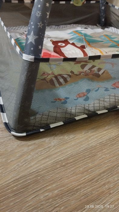 Дитячий ігровий розвиваючий килимок-манеж з дугами , сірий