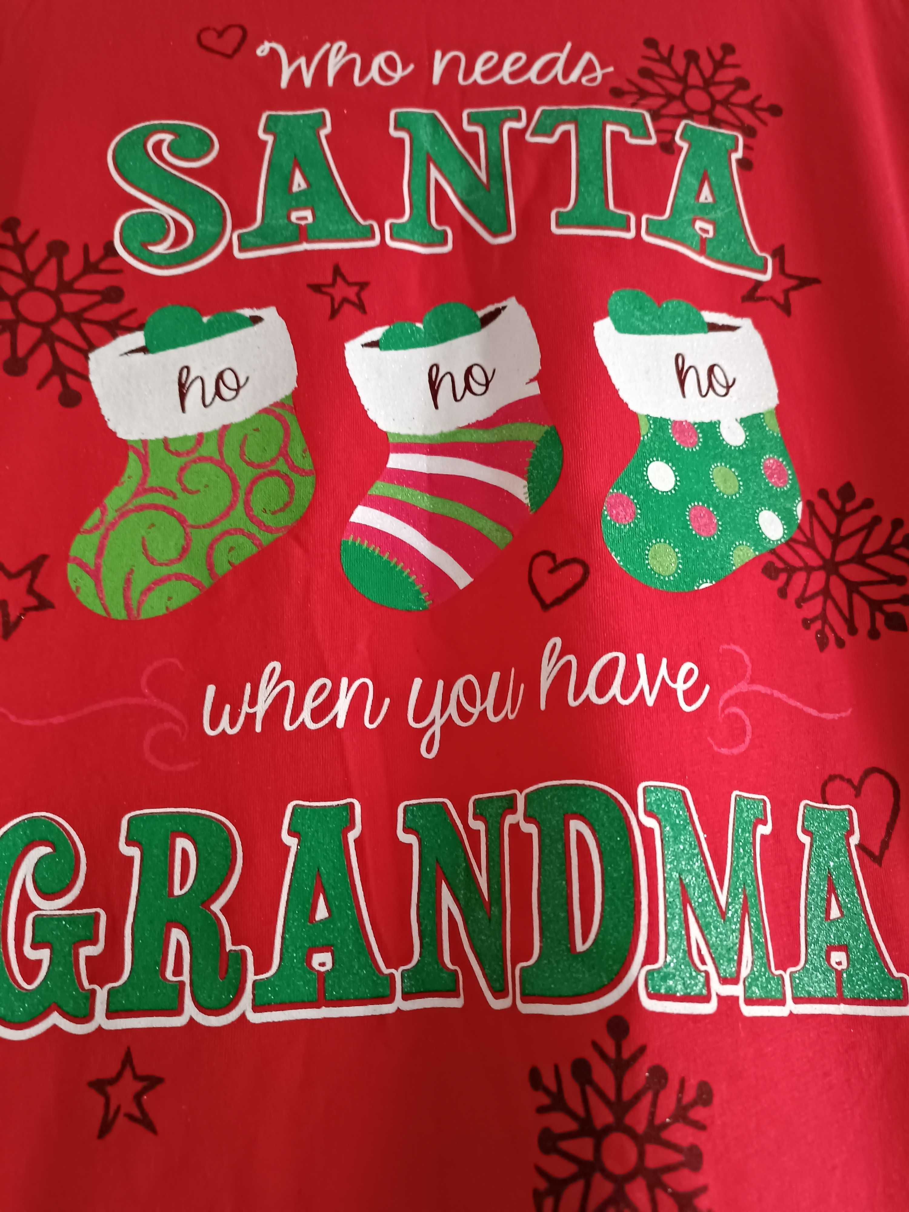 T-shirt świąteczny, bluzka Santa Grandma.