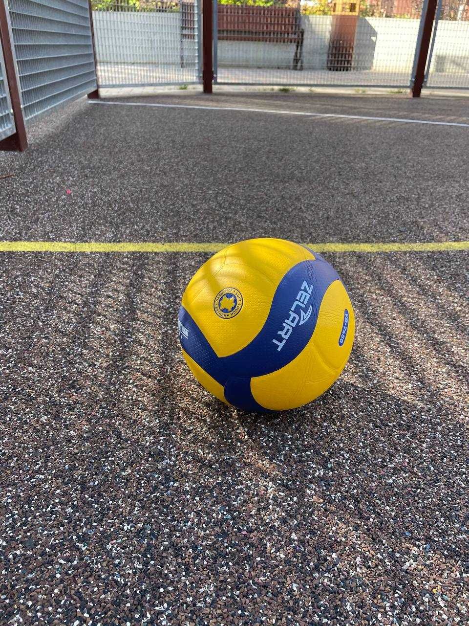 Мяч волейбольный Zelart VB-7450 №5 PU желтый-синий клееный