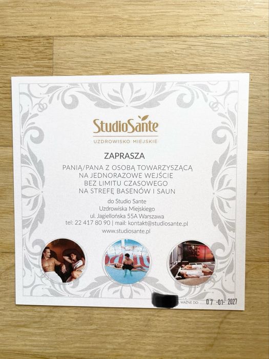 Całodzienne zaproszenie do Studia Sante dla 2 os.