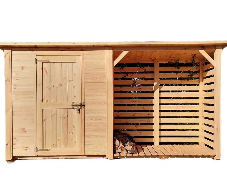 Drewutnia 2 x 1,1m + domek narzędziowy 2 x 1,1m z dachem prostym