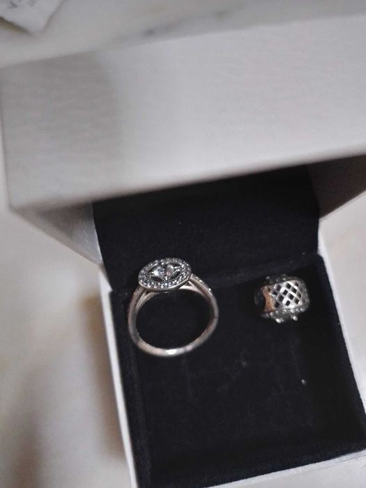 Pandora conjunto de anel vintage e peça em prata portes grátis