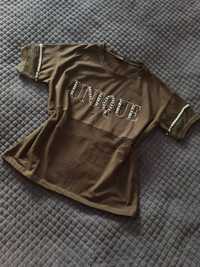 NOWY T-shirt UNIQUE cyrkonie S/M