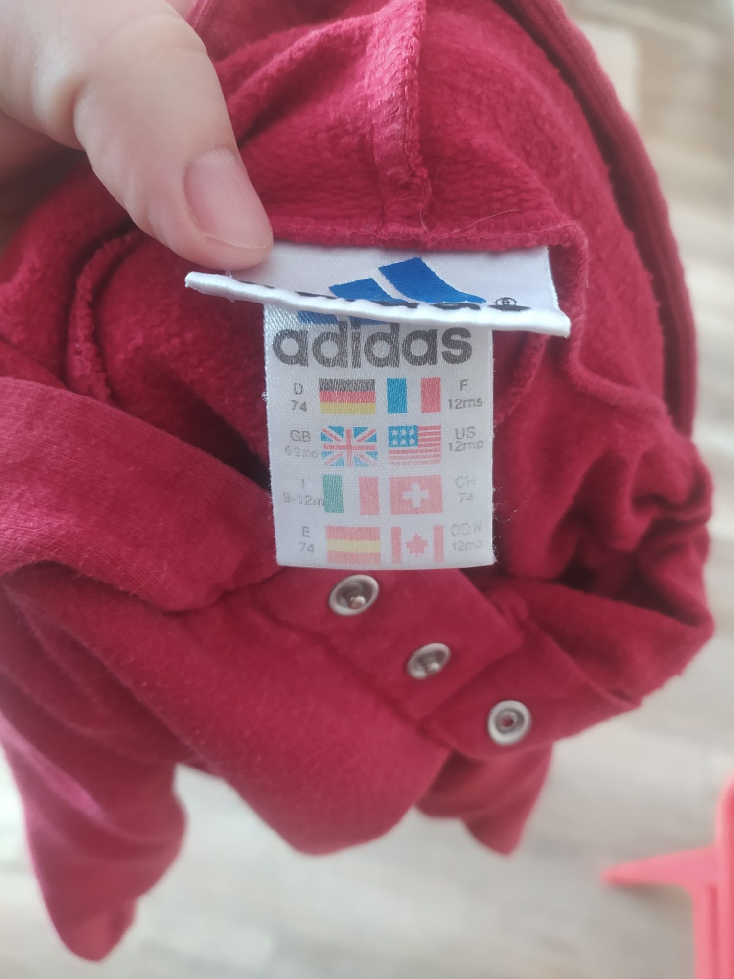 Bluza dresowa z kapturem bawełniana 74 Adidas