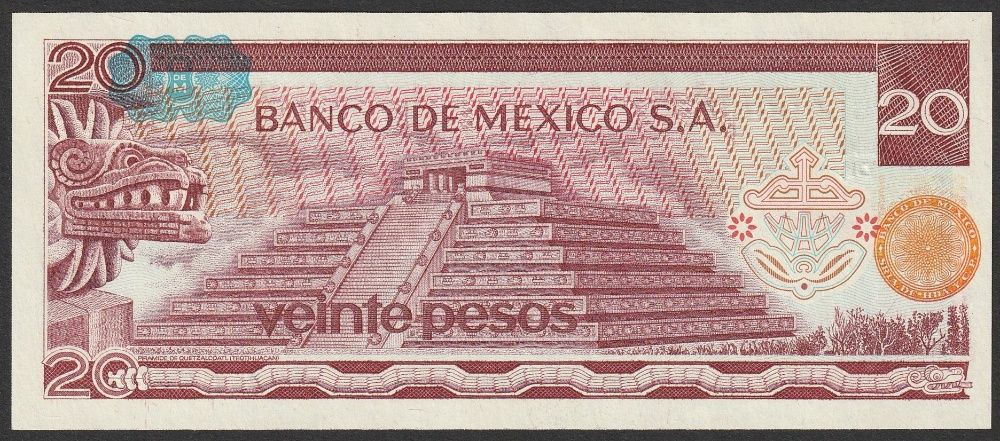 Meksyk 20 pesos 1977 - Morelos - stan bankowy UNC