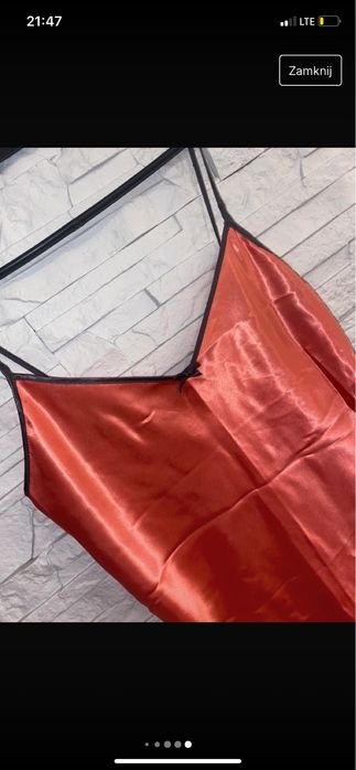 Kobieca, satynowa koszula nocna, piżamka