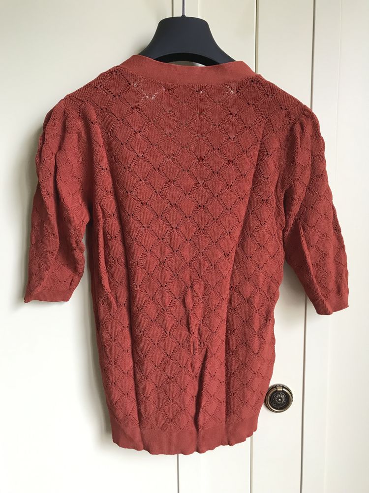 Ellos pomarańczowy cegłowy sweterek bluza z guzikami M/L