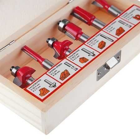 Набір фрез кінцевих по деревині, 6 шт. INTERTOOL HT-0072