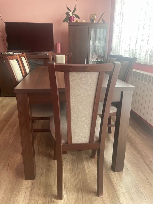 Stół + 8 krzeseł drewno kolor Venge