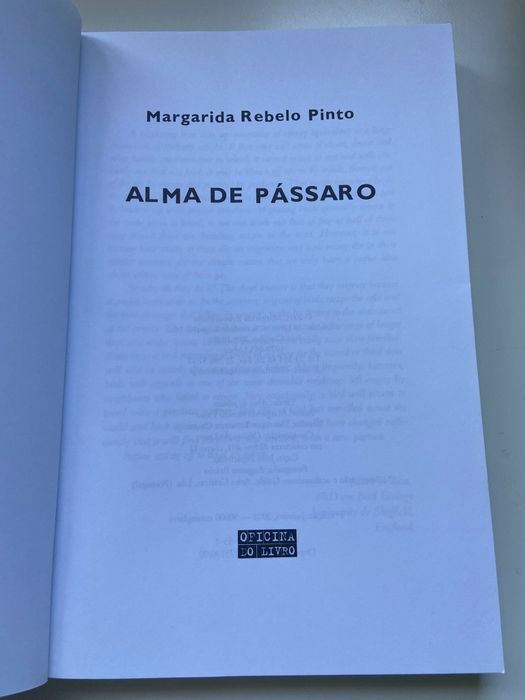 Livro "Alma de pássaro" de Margarida Rebelo Pinto