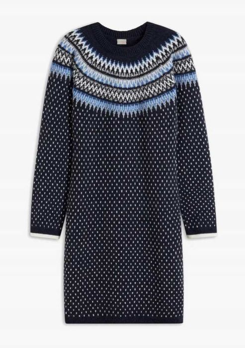 Dzianinowa sukienka ze wzorem 44/46 Bonprix ciepła jesień zima