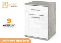 Szafka Nocna Olga 40cm Stolik Beton Biały Połysk Promocja