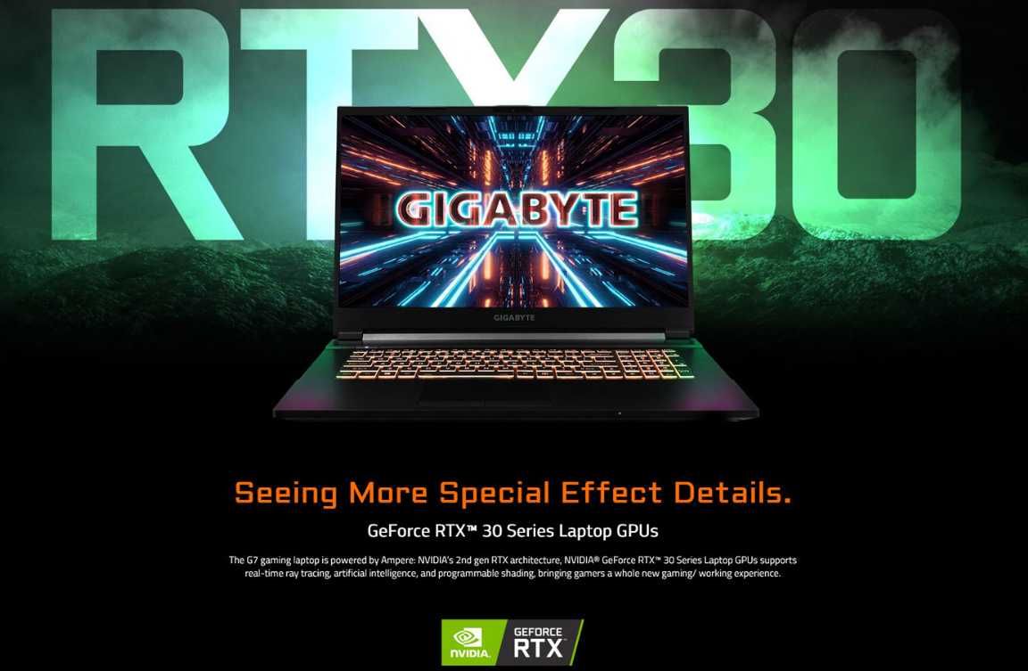 17.3" Gigabyte Intel Core i5-11400H GPU RTX 3050 16GB RAM NVMe 512GB