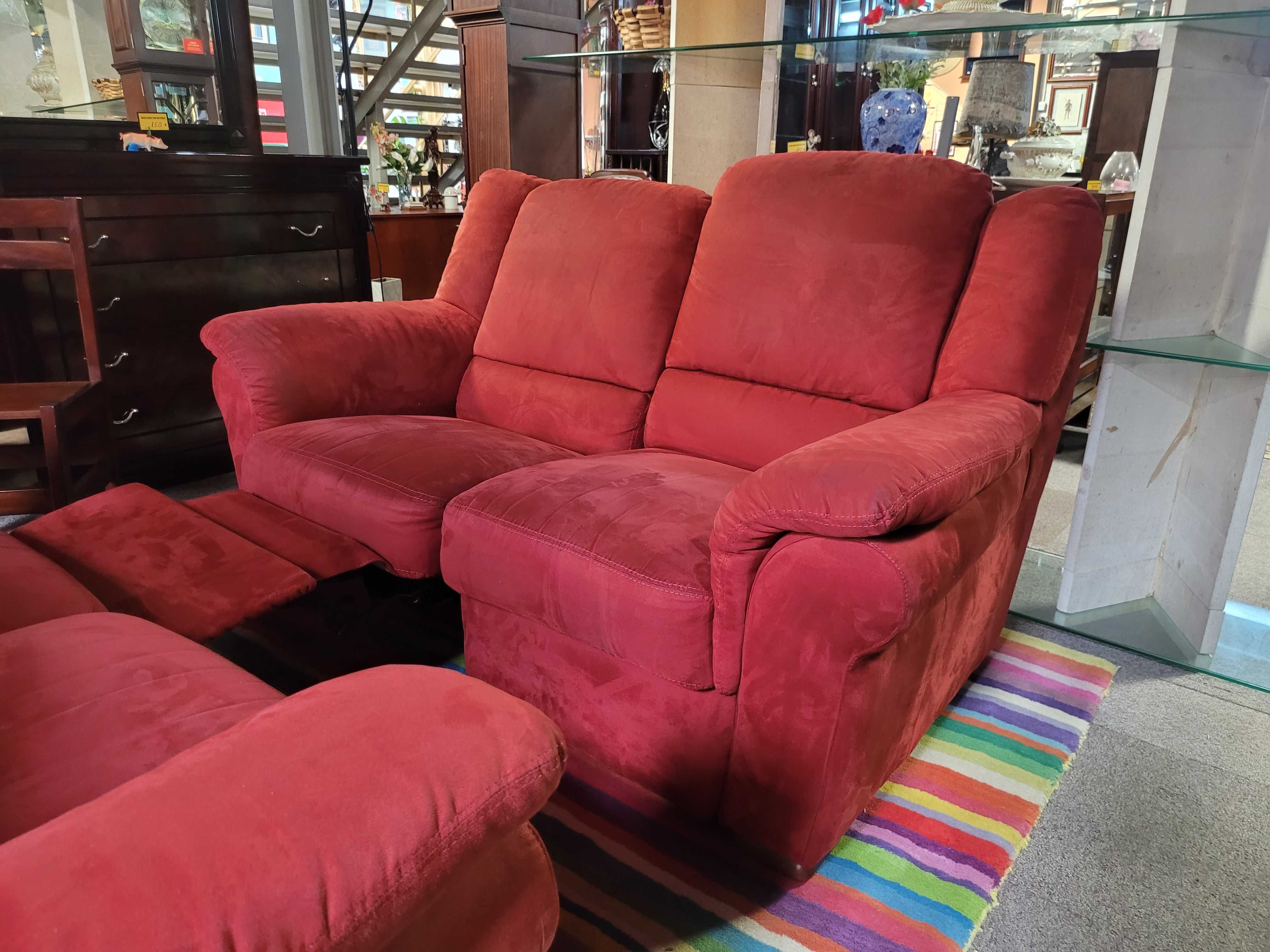 Excelentes sofás de dois lugares com relax para os pés - Camurça - Val