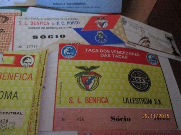 14 Bilhetes antigos do SLB+1 Camp. mundial juniores