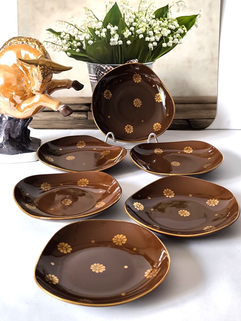 Garnitur deserowy Pruszków Ryszard piękny stary porcelit  1+6