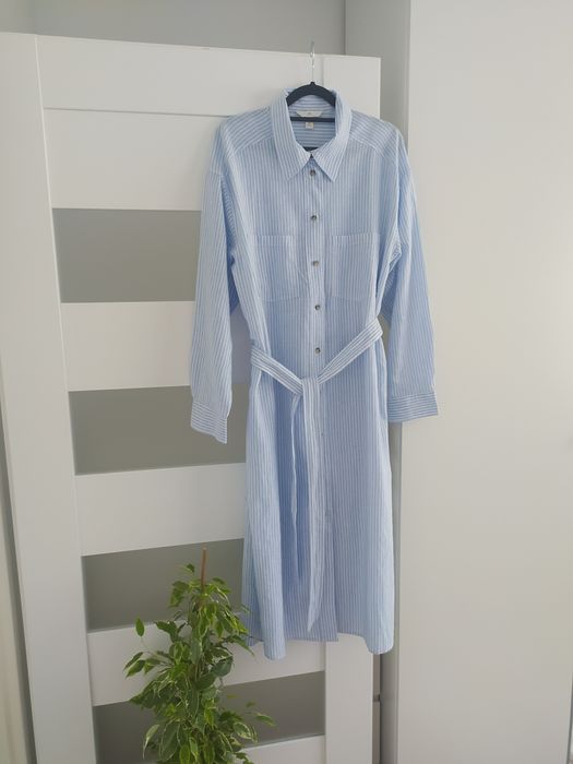 Sukienka z lnem w paski H&M rozm M
