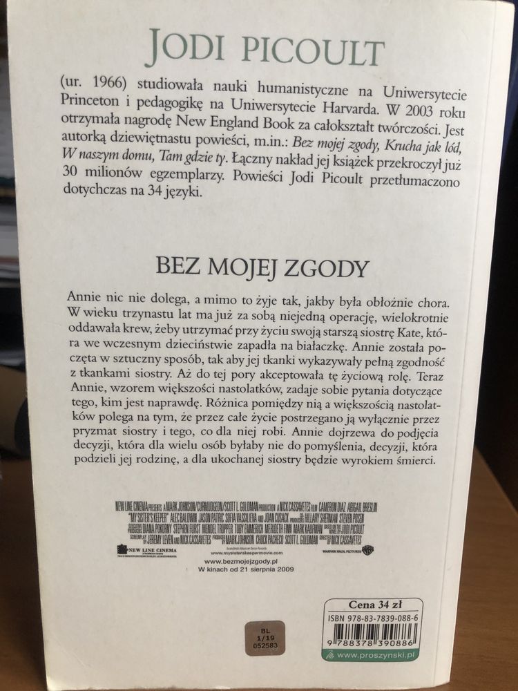 Książka „Bez mojej zgody” Jodi Picoult