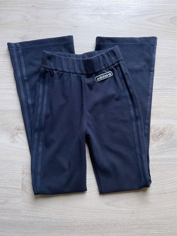 Spodnie dzwony Adidas XS vintage wysoki stan flare dresy legginsy