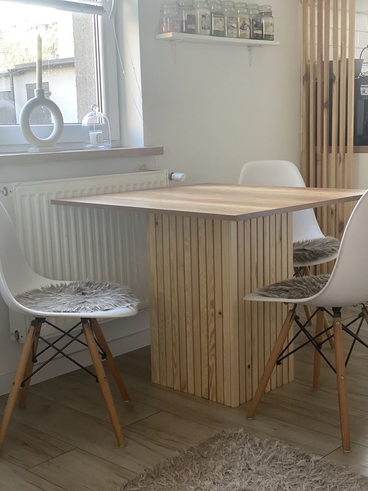 Stół skandynawski,nowoczesny design wyrob stolarski lamele