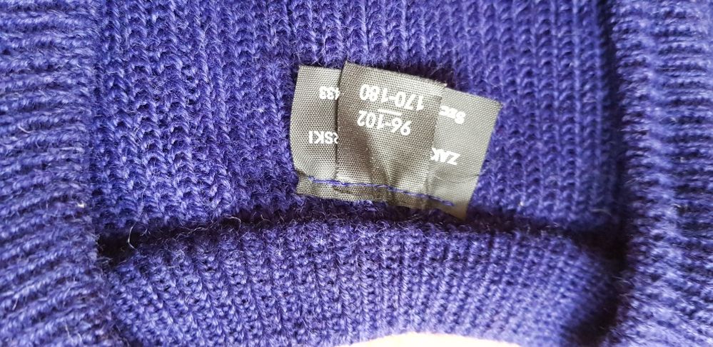 Sweter męski z naszywkami 170/180 wełna 50%