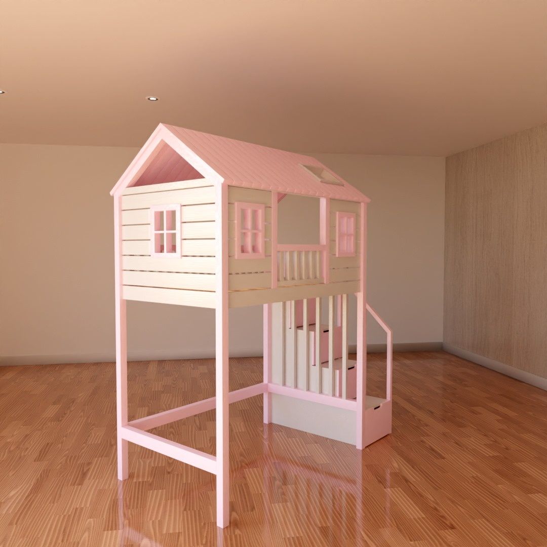 Łóżeczko łóżko piętrowe domek dla dzieci z antresolą Raty