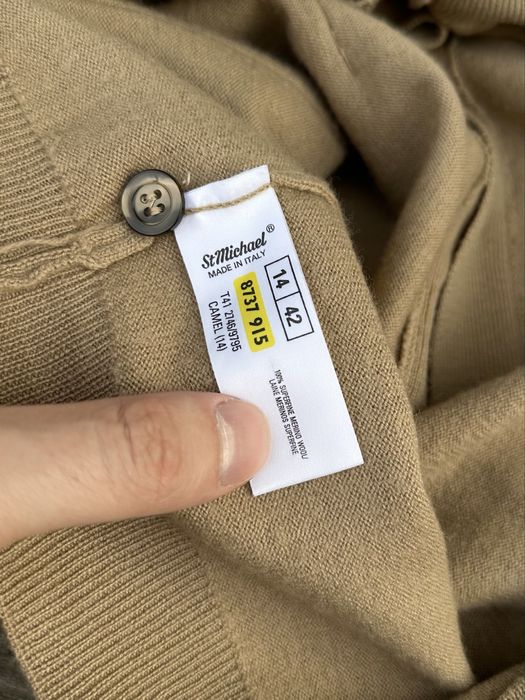 Brązowy, karmelowy, kardigan Marks & Spencer, 100% wełna, rozmiar XL