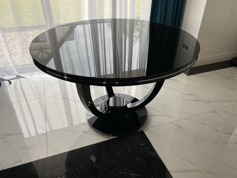 Stół okrągły czarny Połysk