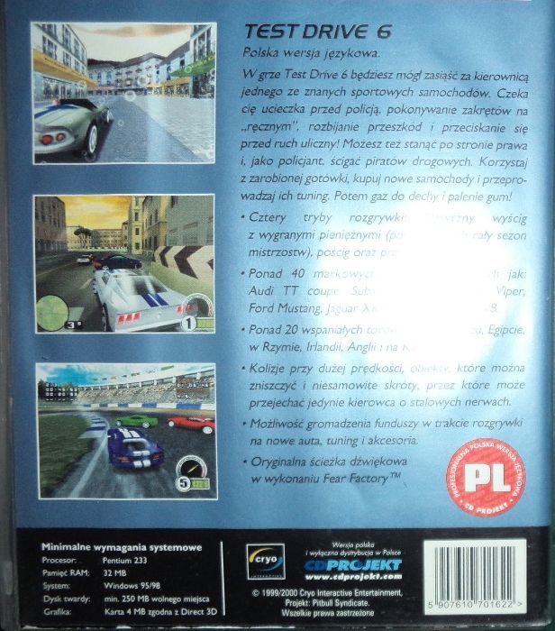 gra Test Drive 6, PC CD ROM BOX, Extra klasyka 2001, CDProjekt