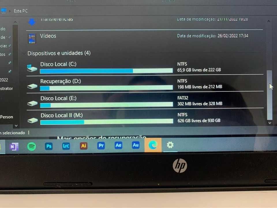 Computador HP (i5, 250gb SSD + 500gb HDD, 8gb ram)