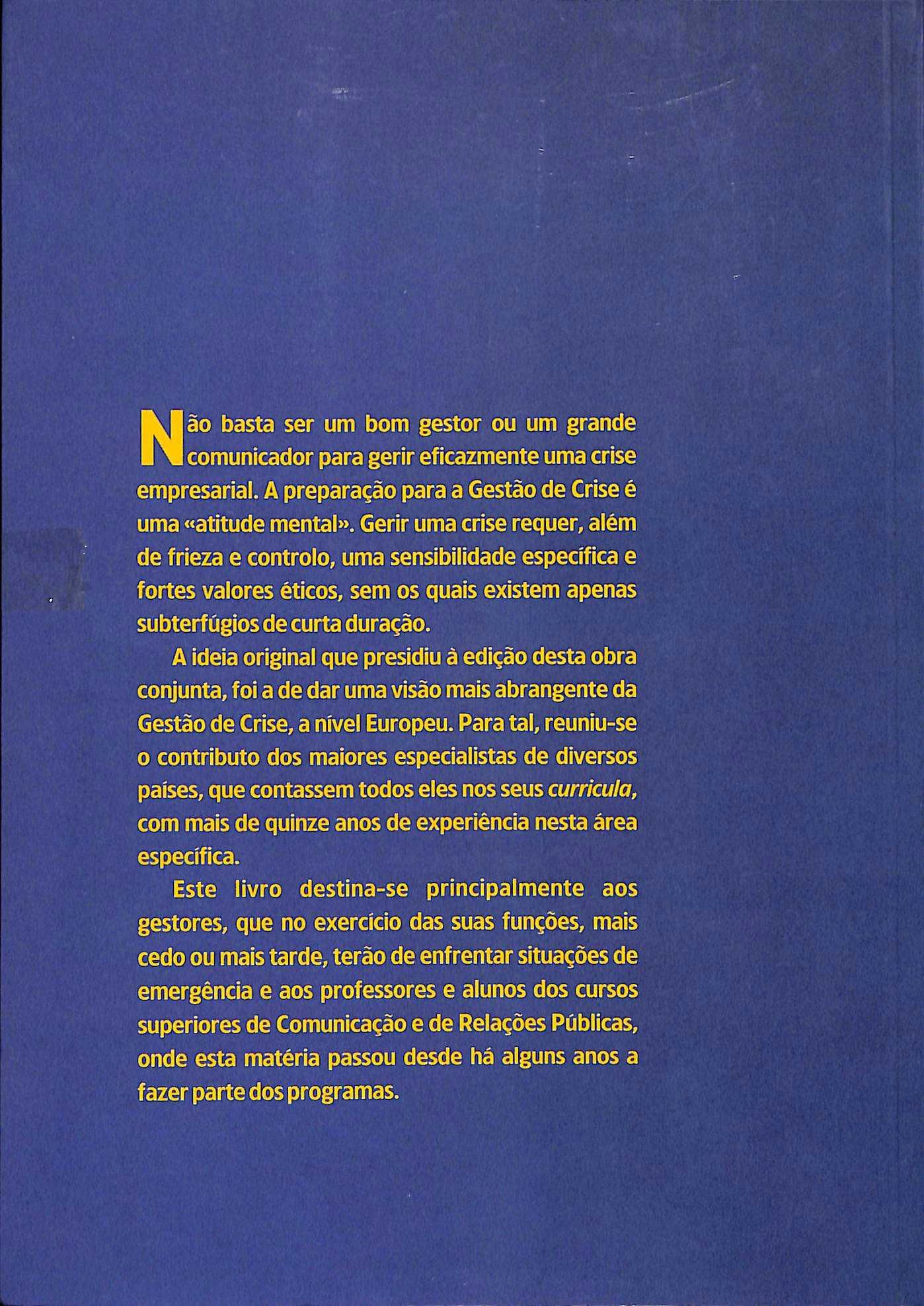 "Gestão de Crise. Uma perspectiva europeia" de Vários autores [Novo]