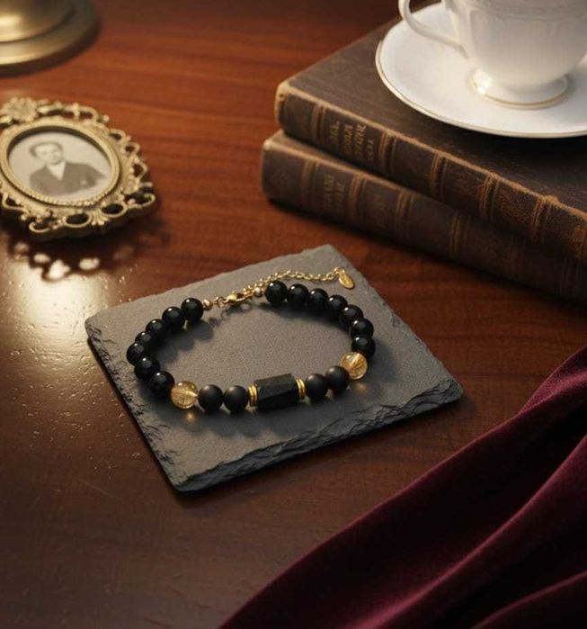 Bransoletka Ochrona i Dobrobyt turmalin obsydian cytryn kamieni natura