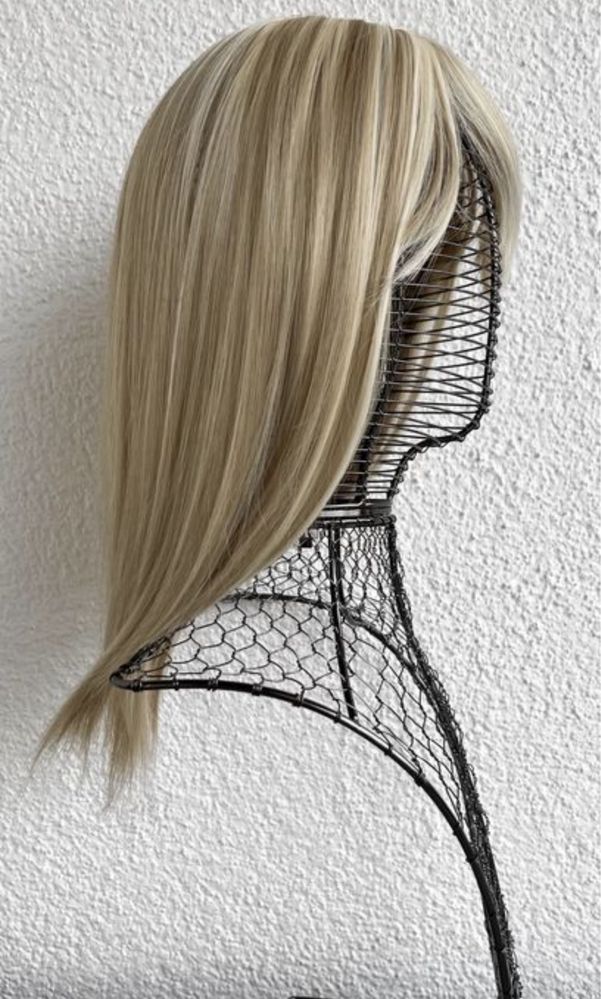 Premium Ultra włosy doczepiane, blond, pasemka refleksy topper tupet