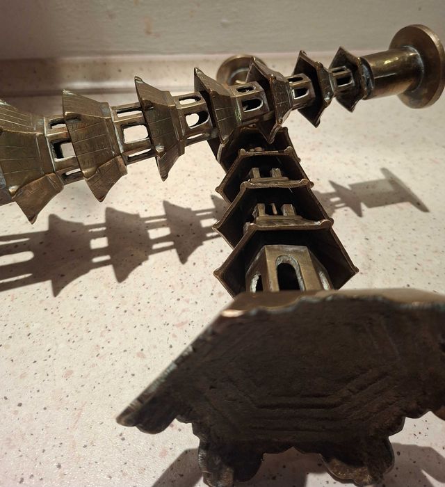 Swieczniki pagoda mosiądz 70s