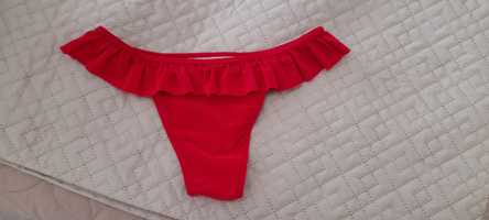 Cuecas vermelhas bikini com folhos