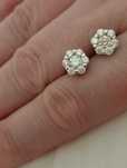 Серьги пусеты бриллиантами муассанитами сербро 925gold Plated