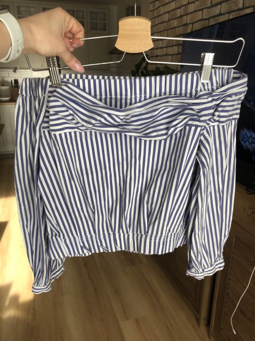 Hiszpanka zara m niebiesko biała bluzka zara 38