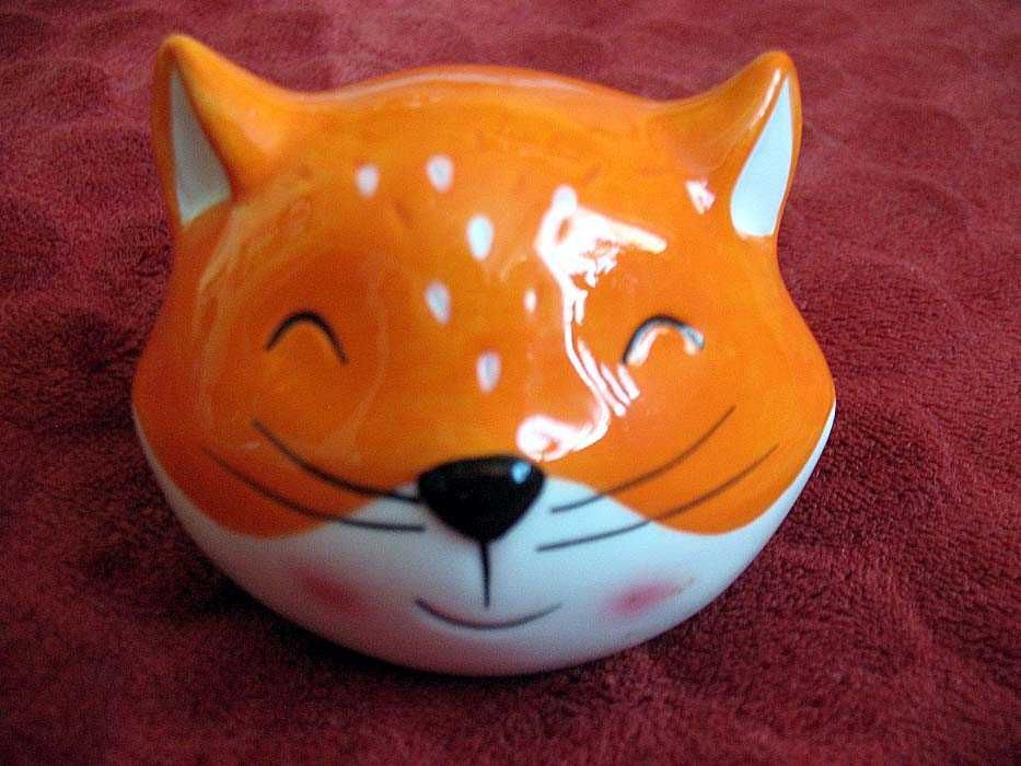 Lis - rudzielec - skarbonka - 7 x 9 x 7 cm Porcelana