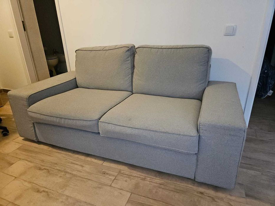 Sofá 2 lugares, Tibbleby bege/cinzento