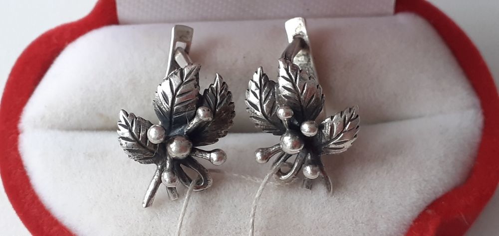 Новое советское винтажное серебро серьги сережки 925