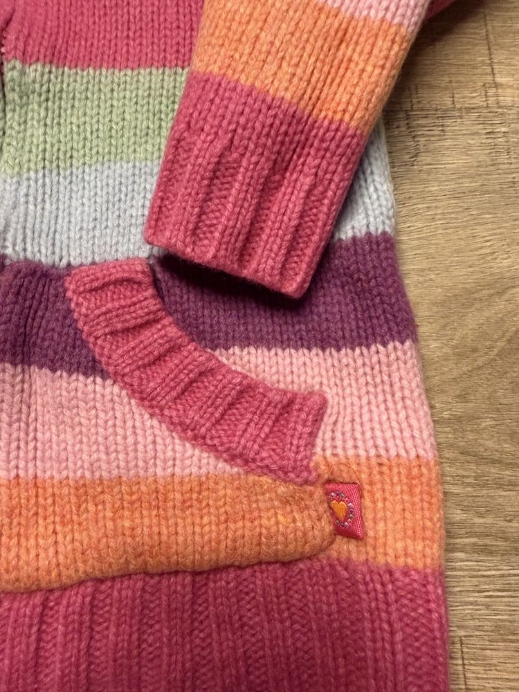 Sweter dziewczynka 80% wełna jagnięca owcza sweterek ciepły 98