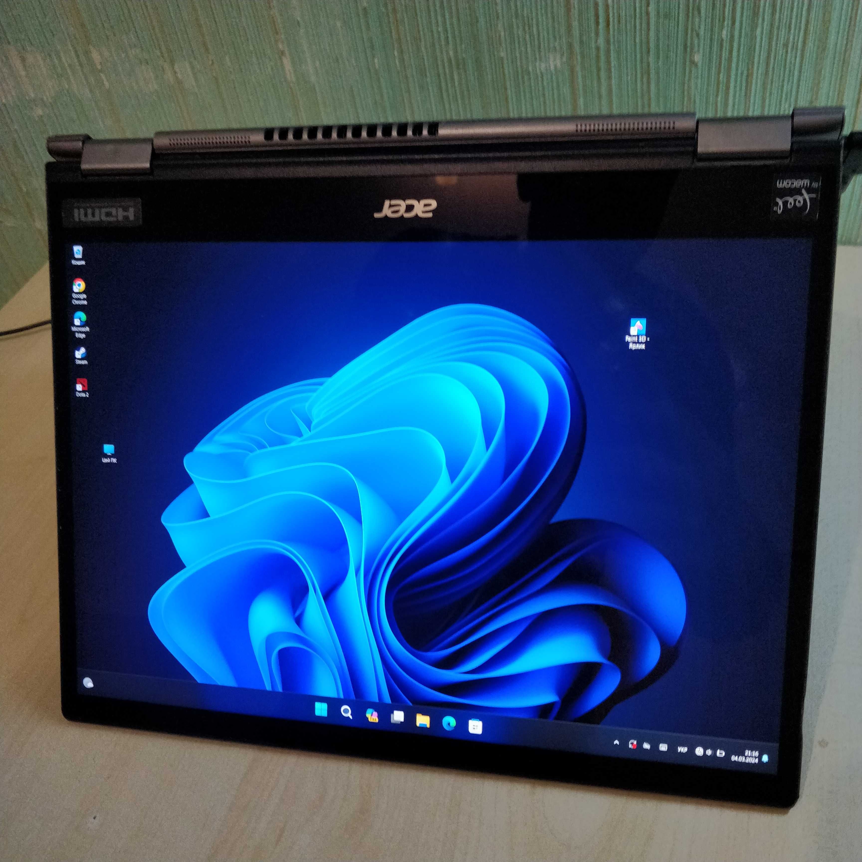 2K OLED touch i7 10gen ram16 irisX 4gb ssd 512 nvme acer spin ноутбук