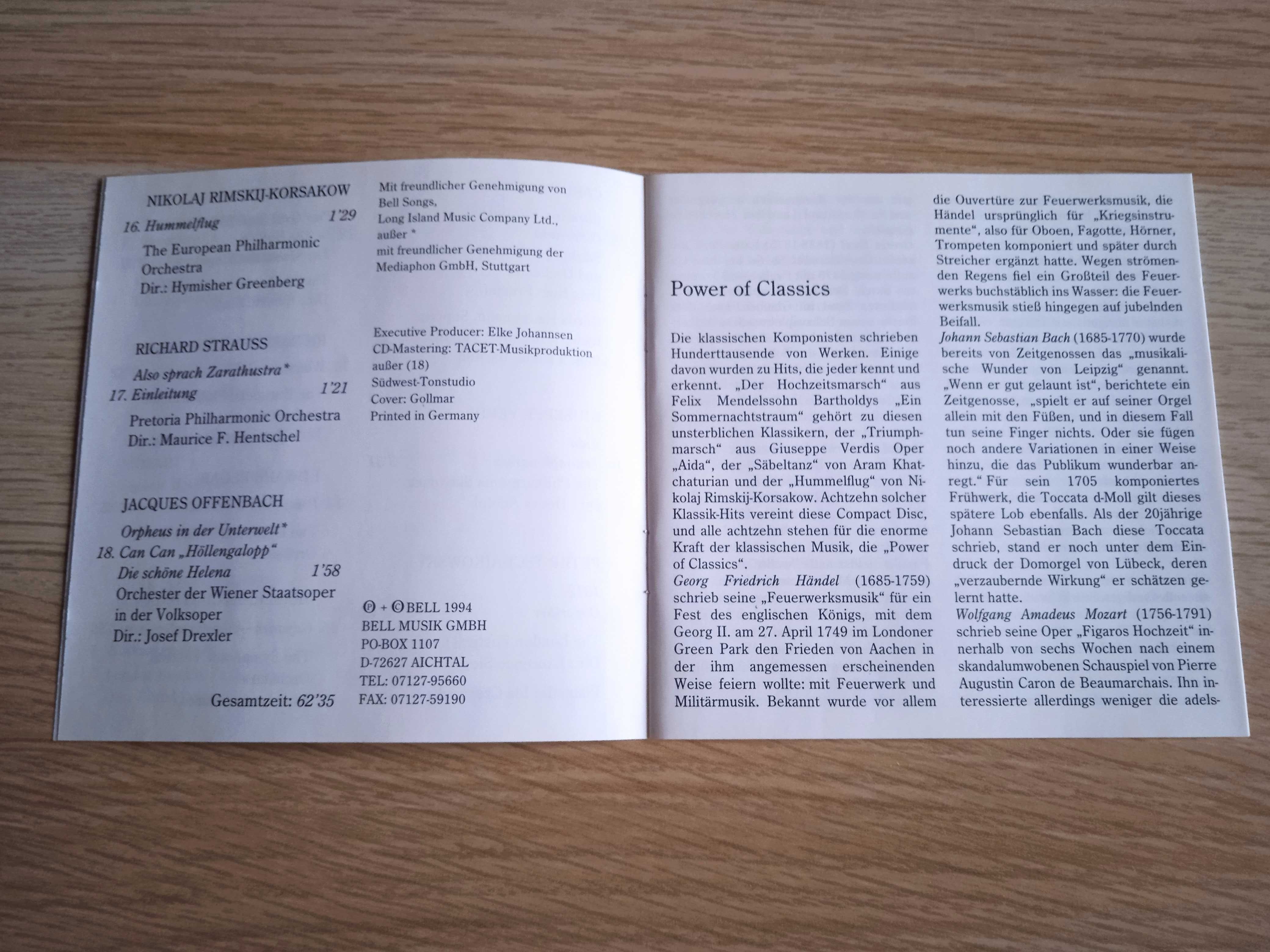 Power Of Classics *Classical, Baroque, Modern CD Bach, Mozart, Strauss